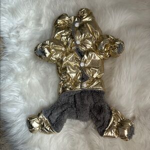 Gold and Gray Pet Snowsuit